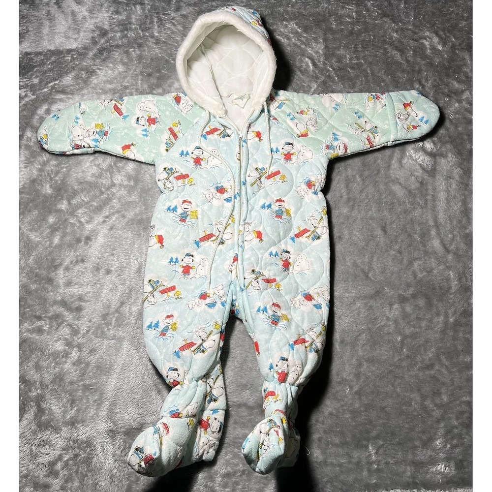 Snoopy Baby Body Suit 9-18 Months Talon Zip Vintage 60's Bodysuit USA Peanuts